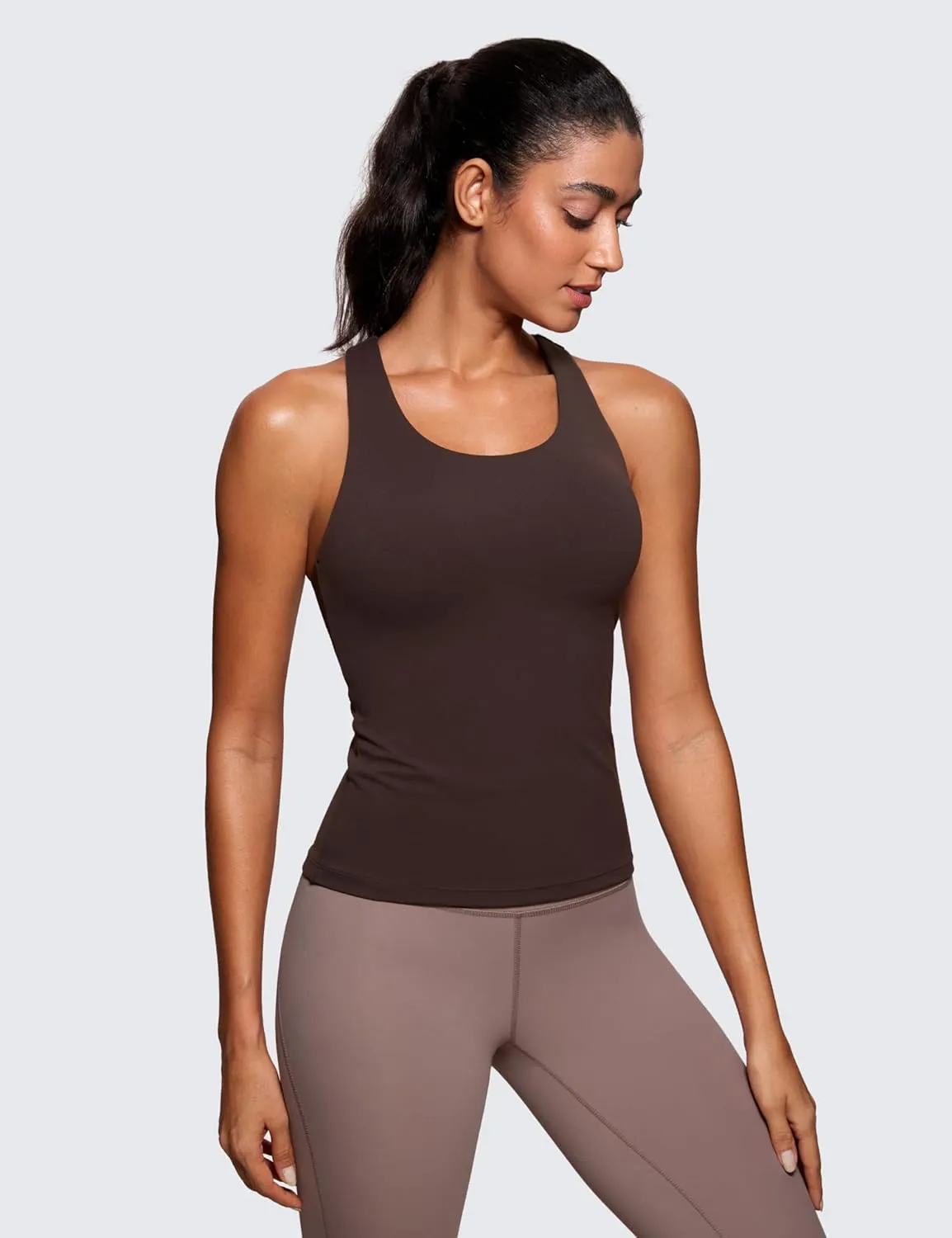 CRZ YOGA Butterluxe Workout Tank Tops for Women Built in Shelf Bras Padded - Racerback Athletic Spandex Yoga Camisole
