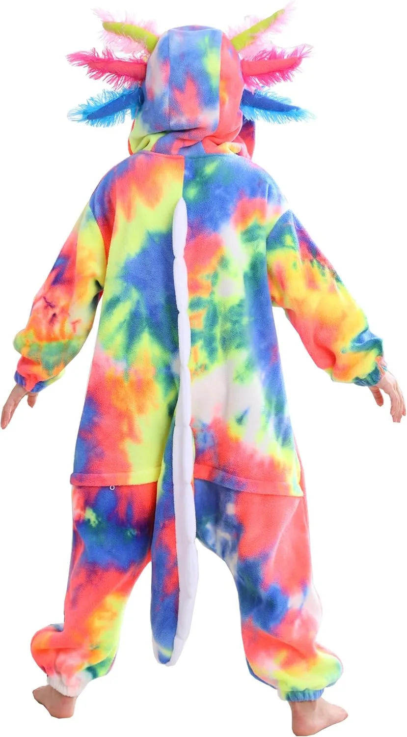 DarkCom Kids Animal Onesie,Women and Mens Cosplay Axolotl Onesie Halloween Costume Christmas Pajamas Sleepwear