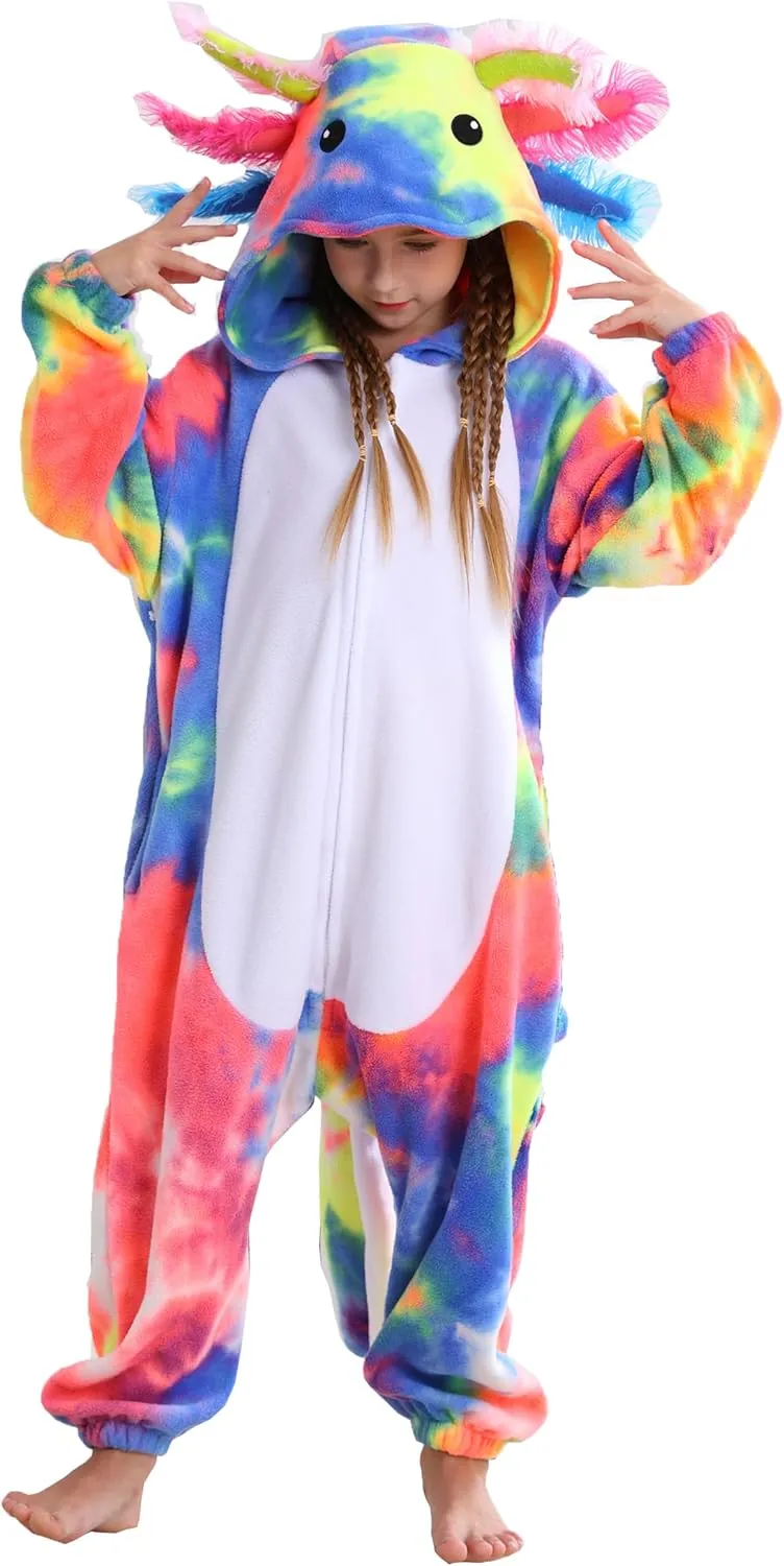 DarkCom Kids Animal Onesie,Women and Mens Cosplay Axolotl Onesie Halloween Costume Christmas Pajamas Sleepwear