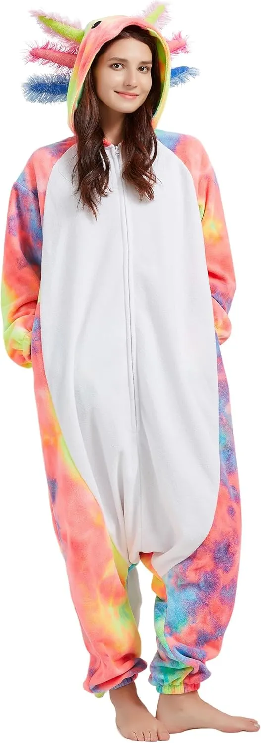 DarkCom Kids Animal Onesie,Women and Mens Cosplay Axolotl Onesie Halloween Costume Christmas Pajamas Sleepwear