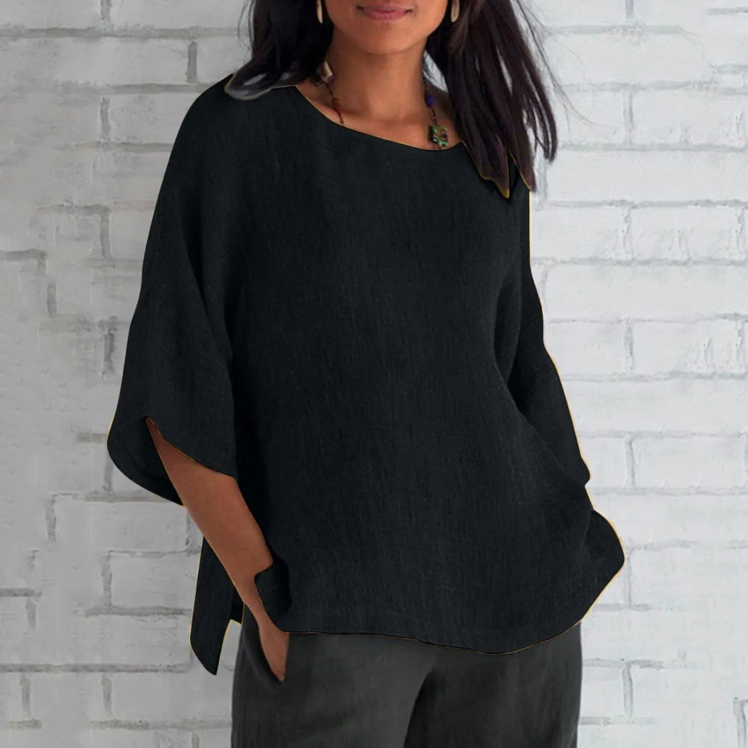 DASAYO Womens Summer Tops 2023 Trendy Cotton Linen Shirts for Women Loose Fit Vintage Going Out Blouses Fashion 2023 Outfits