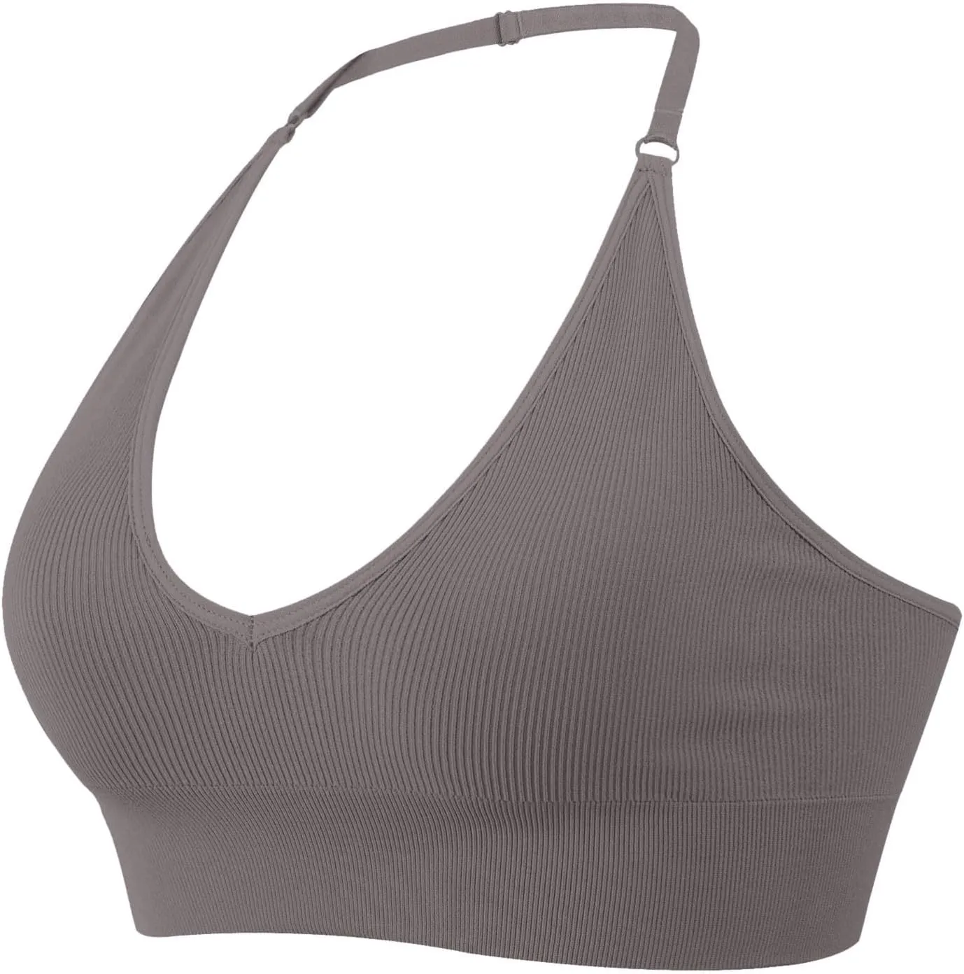 Deep Plunge Ribbed Tank Top Pack for Woman V Neck Seamless Raceback Sexy Sleeveless Crop Top Halter Yoga Bra
