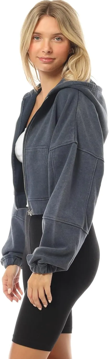 Design by Olivia Women's Zip Up Hoodies Cropped Sweatshirts Fleece Jackets Fall Outfits Casual Hooded Tops Winter Clothes