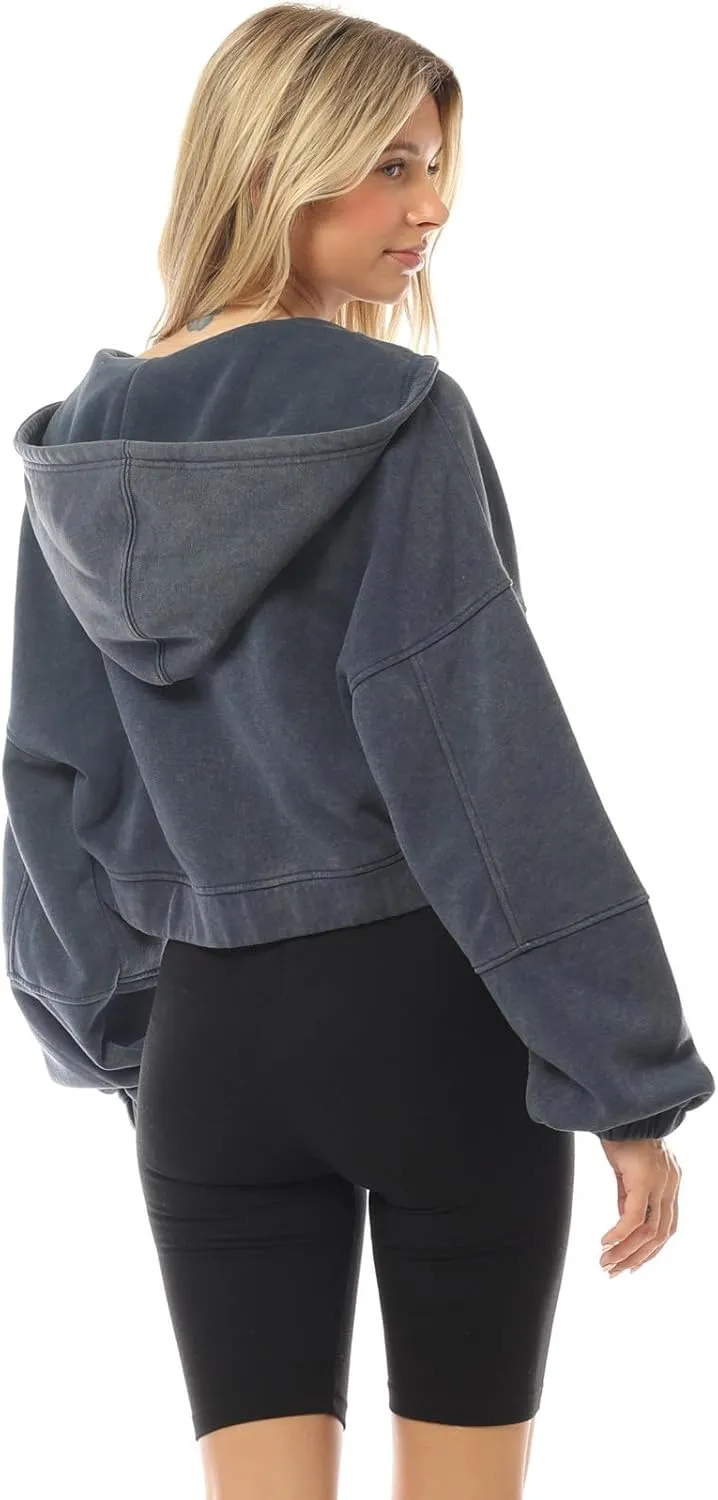 Design by Olivia Women's Zip Up Hoodies Cropped Sweatshirts Fleece Jackets Fall Outfits Casual Hooded Tops Winter Clothes