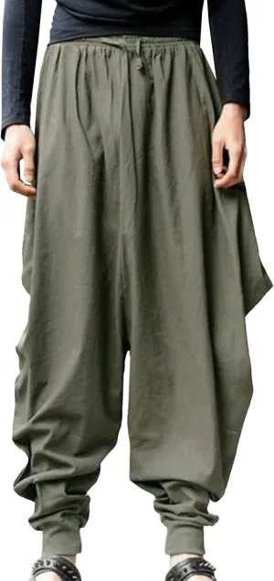 DGHM-JLMY Men's Harem Pants Retro Medieval Baggy Pants Loose Stretchy Elastic Waist Casual Trousers Fashion Slacks