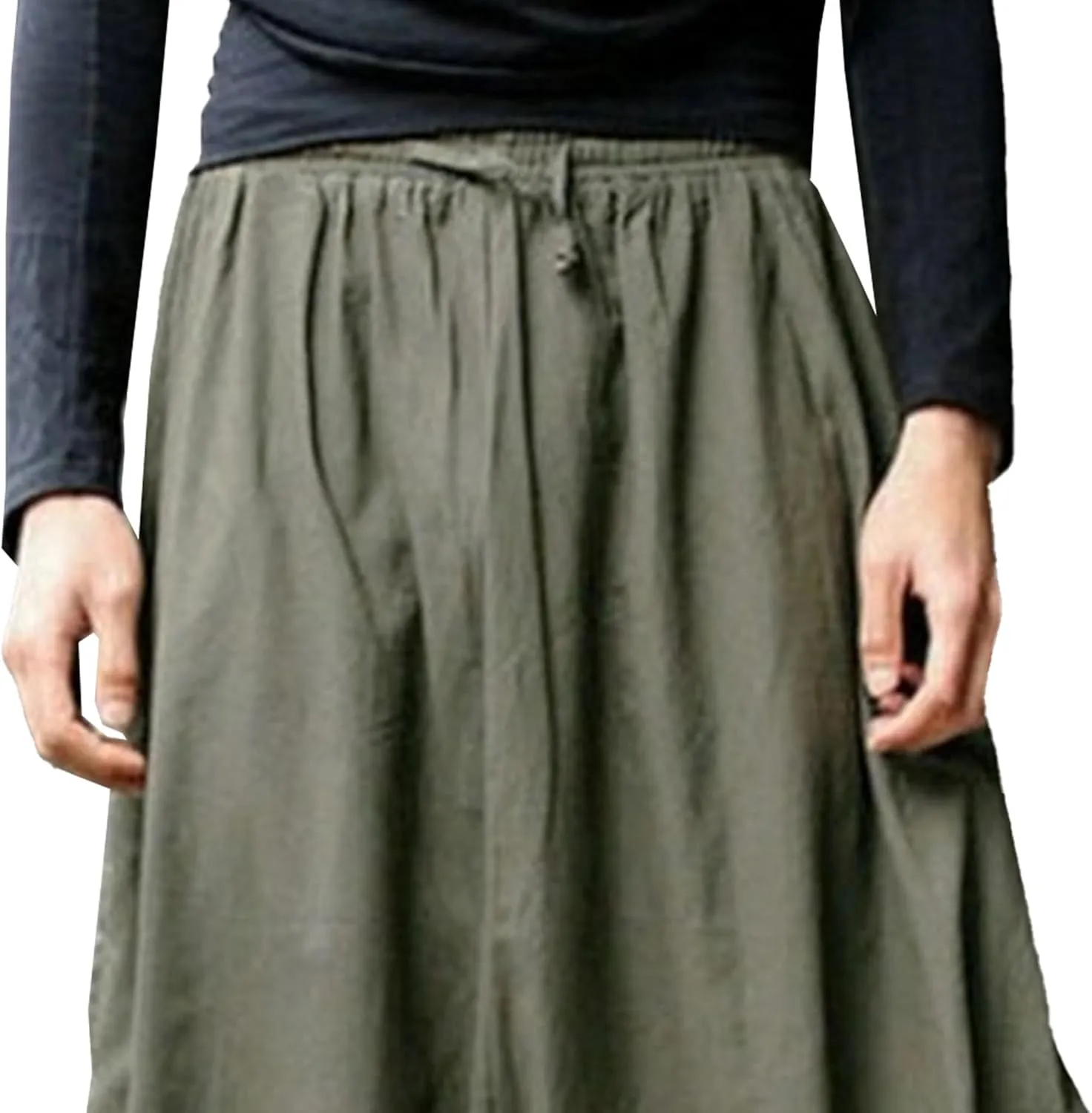 DGHM-JLMY Men's Harem Pants Retro Medieval Baggy Pants Loose Stretchy Elastic Waist Casual Trousers Fashion Slacks