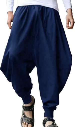 DGHM-JLMY Men's Harem Pants Retro Medieval Baggy Pants Loose Stretchy Elastic Waist Casual Trousers Fashion Slacks