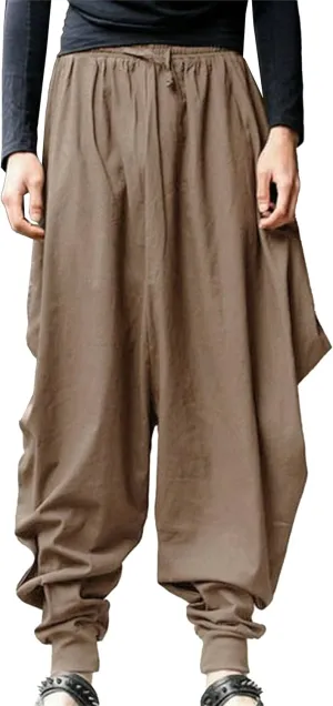 DGHM-JLMY Men's Harem Pants Retro Medieval Baggy Pants Loose Stretchy Elastic Waist Casual Trousers Fashion Slacks