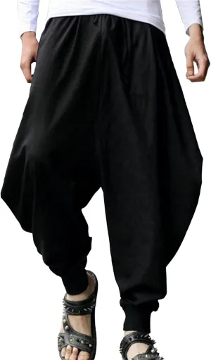 DGHM-JLMY Men's Harem Pants Retro Medieval Baggy Pants Loose Stretchy Elastic Waist Casual Trousers Fashion Slacks