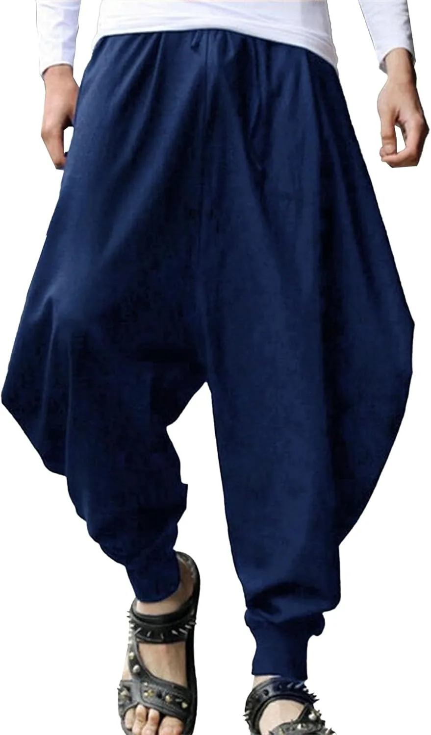 DGHM-JLMY Men's Harem Pants Retro Medieval Baggy Pants Loose Stretchy Elastic Waist Casual Trousers Fashion Slacks