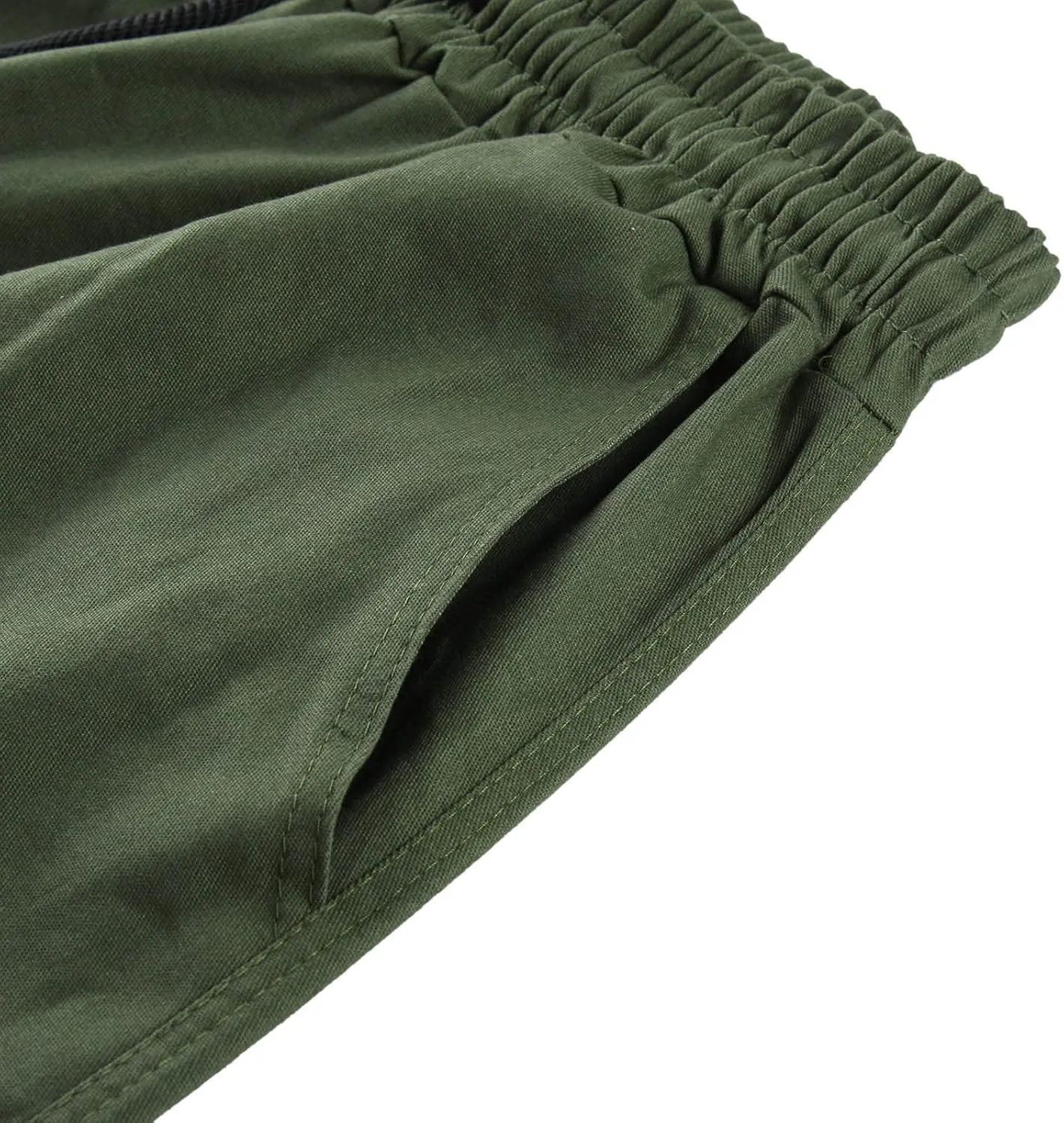 Elastic Waist Cargo Pants for Men Relaxed Fit Tactical Hiking Pants Casual Work Trousers Drawstring Travel Pants