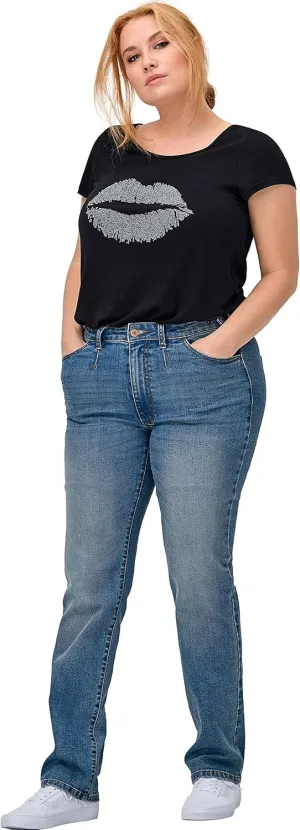 ellos Women's Plus Size Straight Stretch Jeans