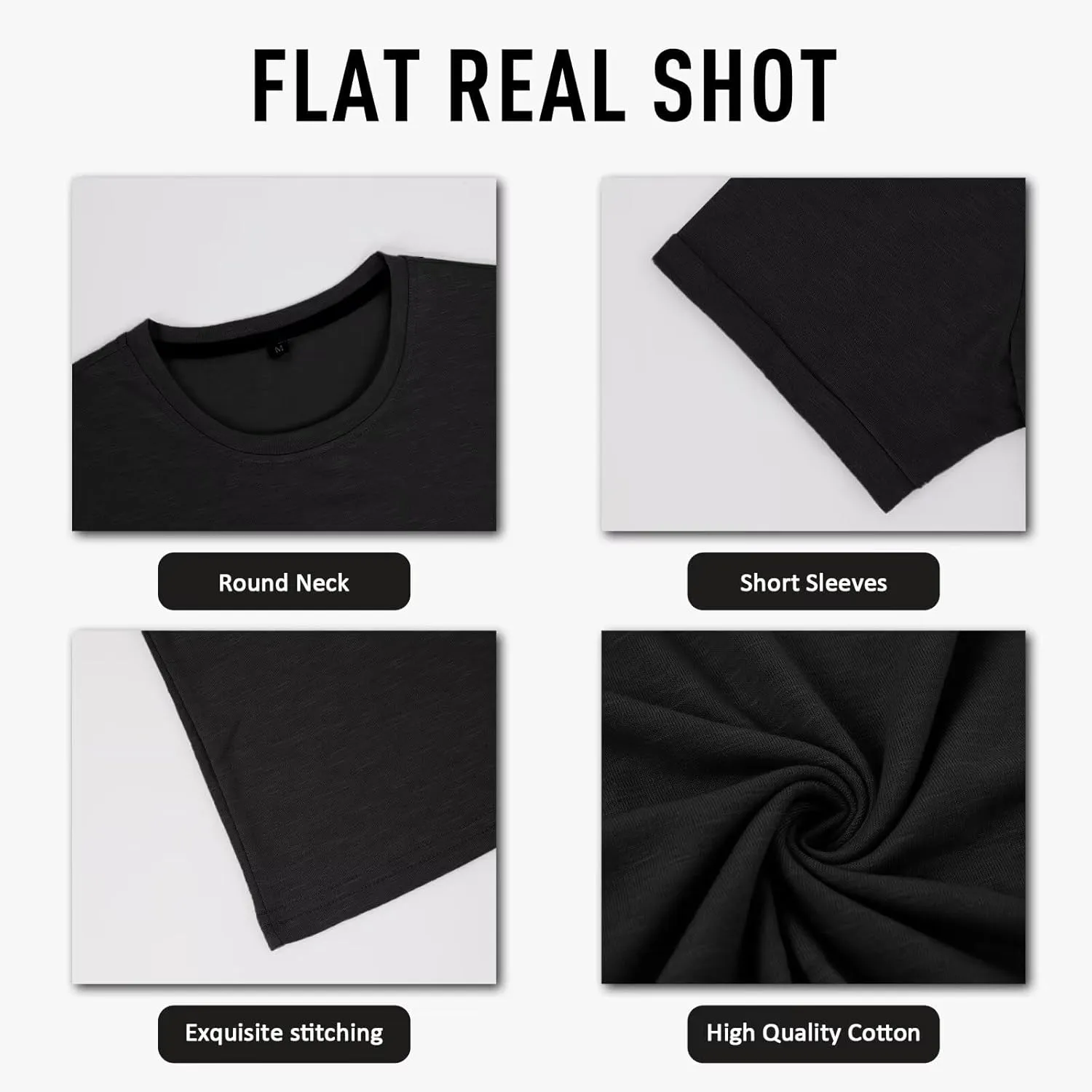 elselect 2 Pack Mens T Shirt Short Sleeve Plain Classic Shirt Ultra Soft Crew Neck Casual Basic Tee Shirt