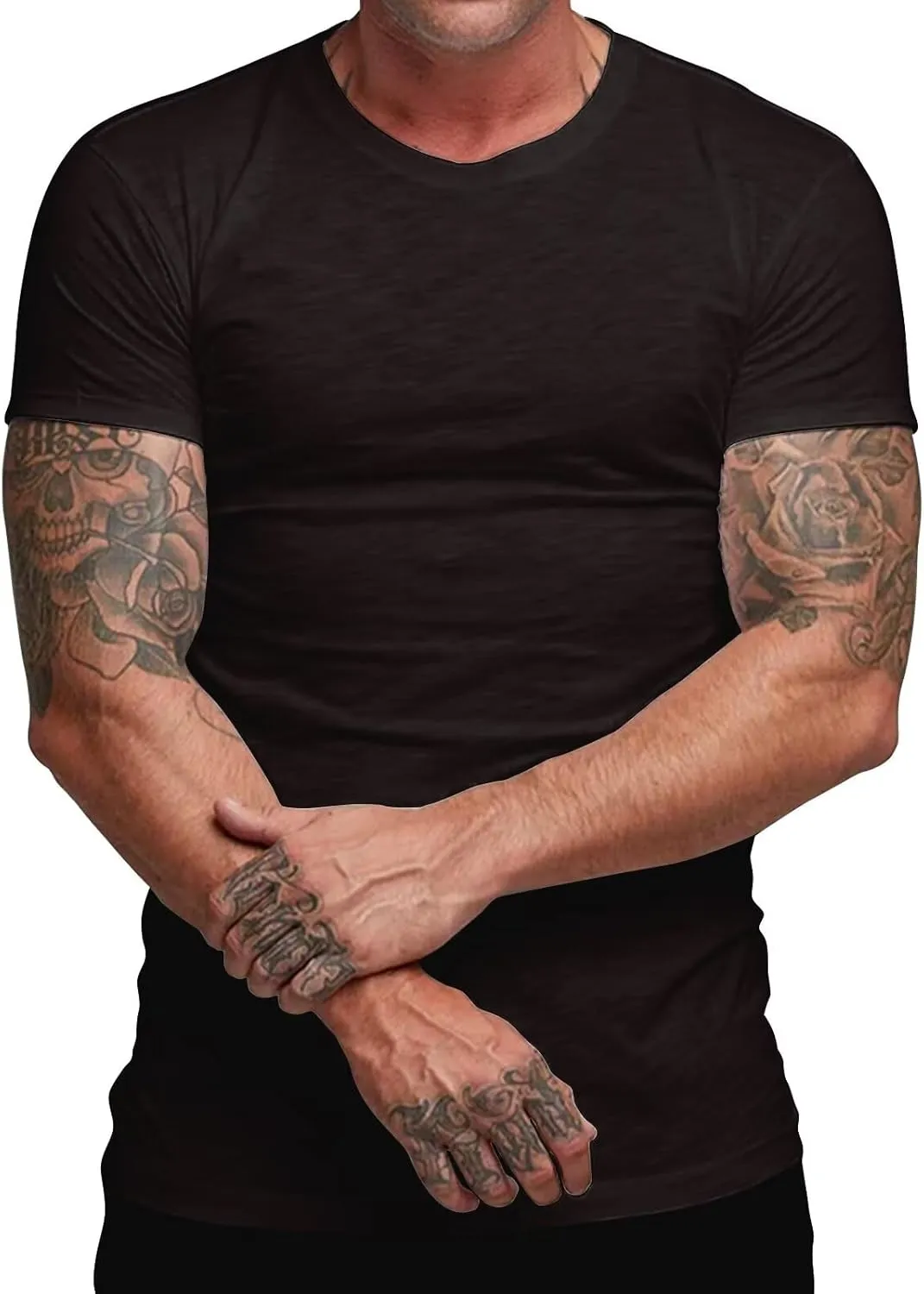 elselect 2 Pack Mens T Shirt Short Sleeve Plain Classic Shirt Ultra Soft Crew Neck Casual Basic Tee Shirt