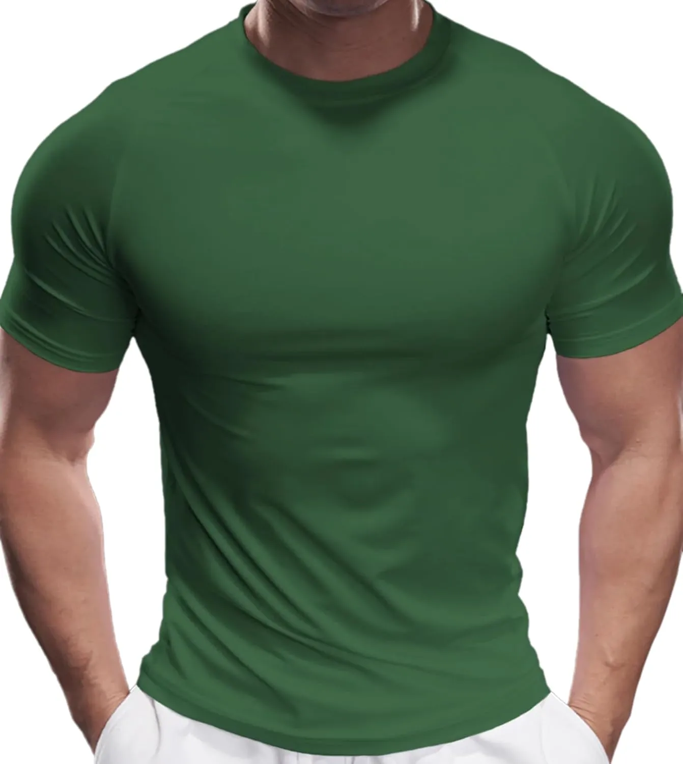 Fioboc Compression Shirts PerformancePro Active Crew Neck Tee Moisture Wicking Quick Dry Gym Running Shirts S-4XL