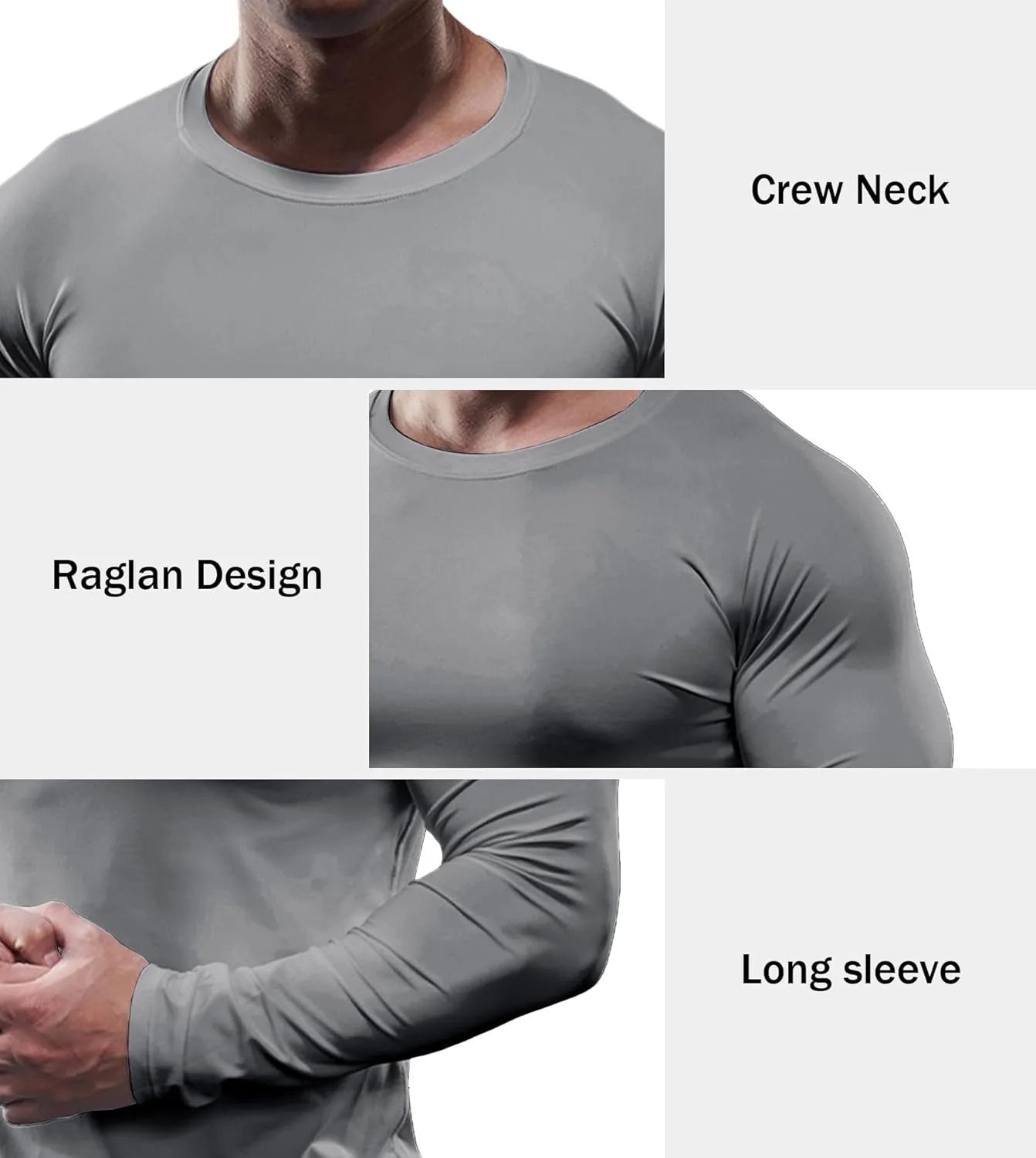 Fioboc Compression Shirts PerformancePro Active Crew Neck Tee Moisture Wicking Quick Dry Gym Running Shirts S-4XL
