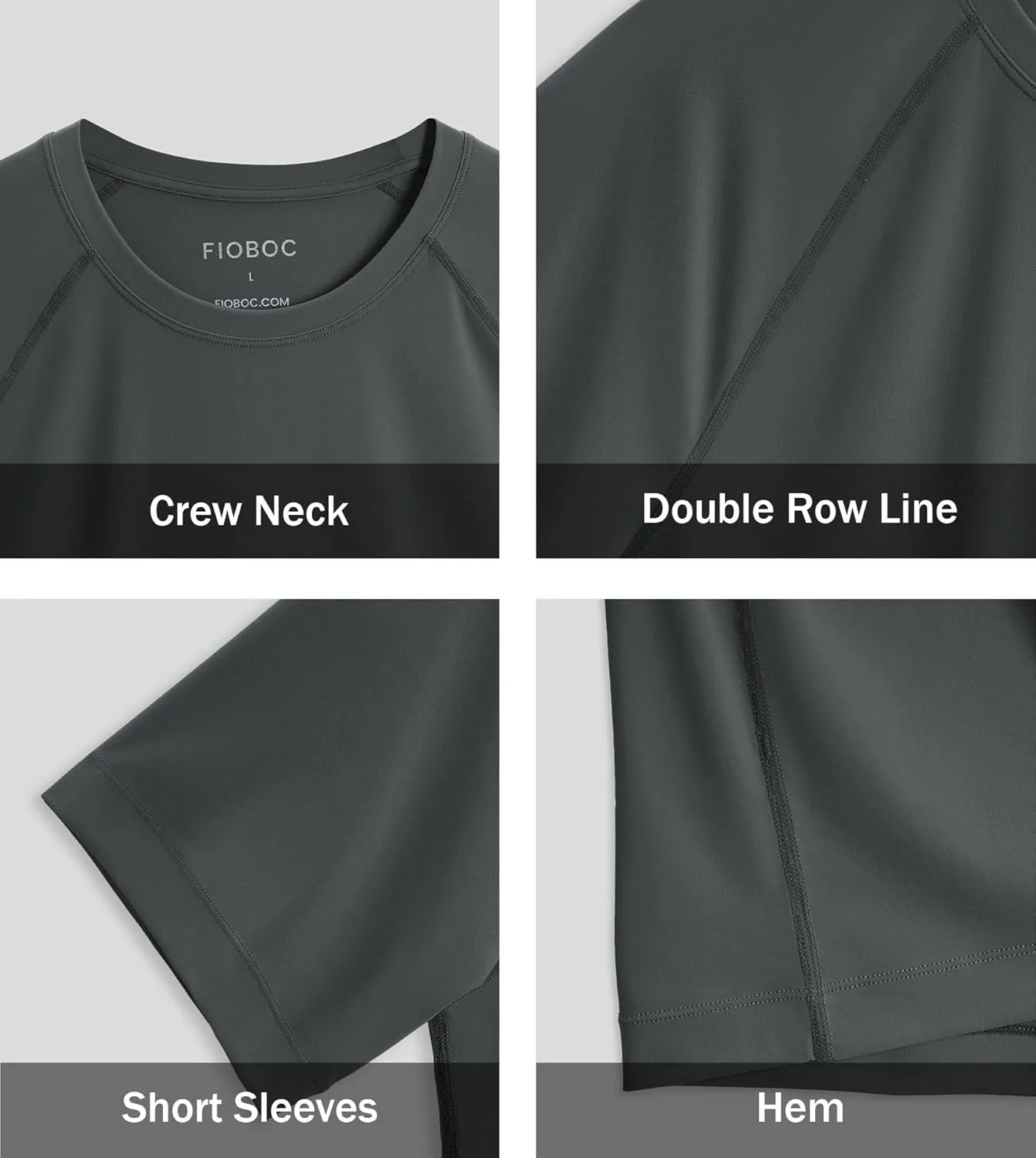 Fioboc Compression Shirts PerformancePro Active Crew Neck Tee Moisture Wicking Quick Dry Gym Running Shirts S-4XL