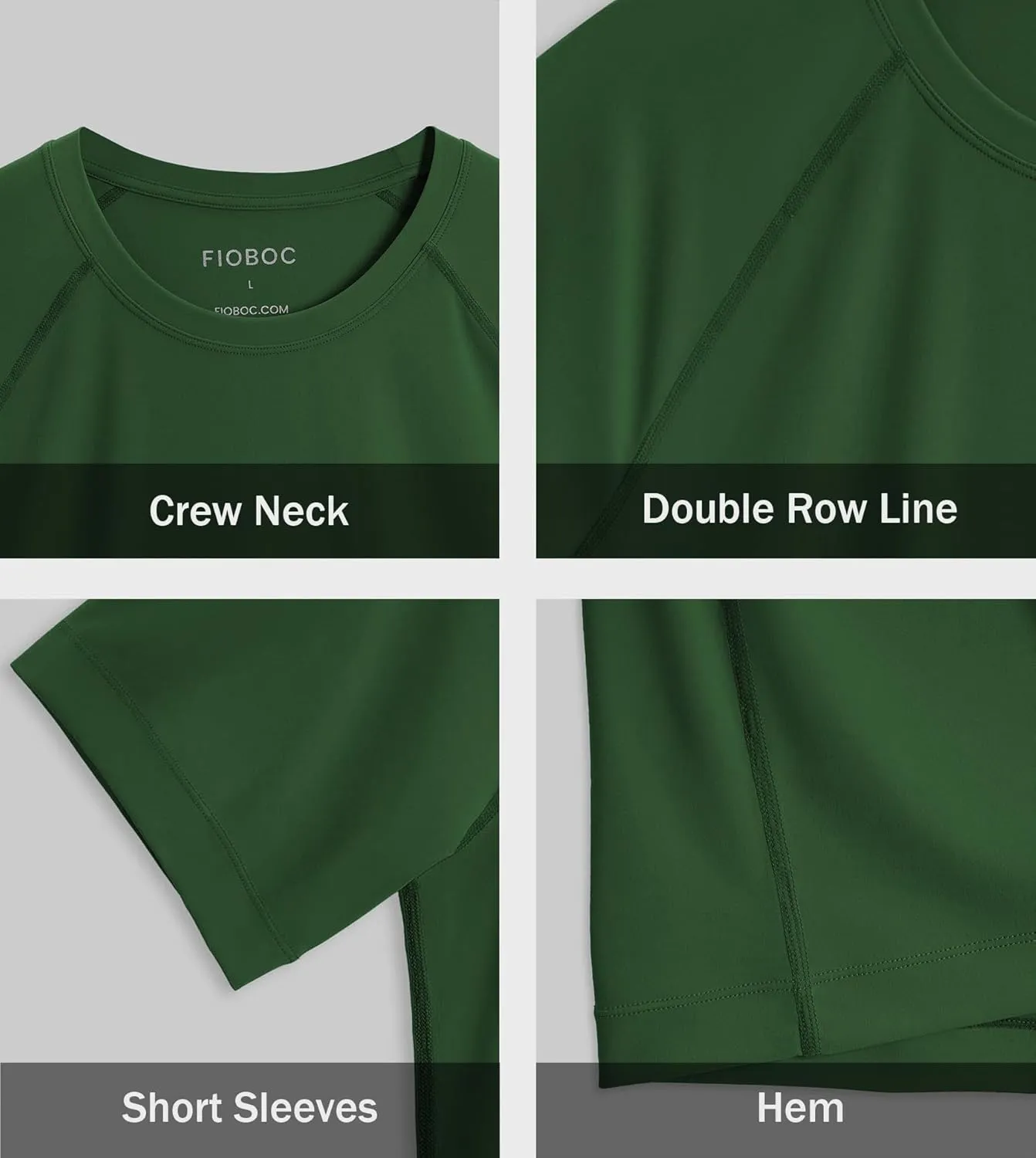 Fioboc Compression Shirts PerformancePro Active Crew Neck Tee Moisture Wicking Quick Dry Gym Running Shirts S-4XL