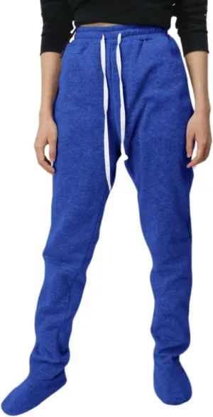 Fleece Footed Pajamas for Women Winter Soft Warm Elastic Waist Casual Sweatpants Loose Loungewear Trousers with Feet