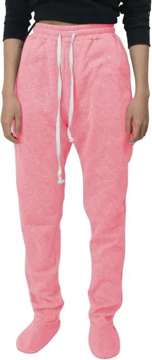 Fleece Lined Pajamas Pants for Women Soft Thermal Elastic Waist Joggers Sweatpant Baggy Loungewear Trousers with Feet
