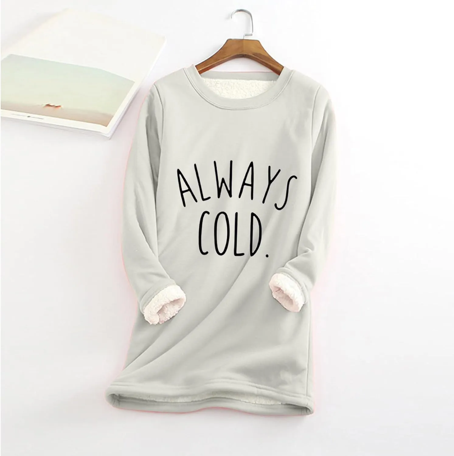 Fleece Sweatshirts for Women Sherpa Lined Fuzzy Soft Funny Sayings Tee Pullover Round Neck Thermal Cute Loungewear