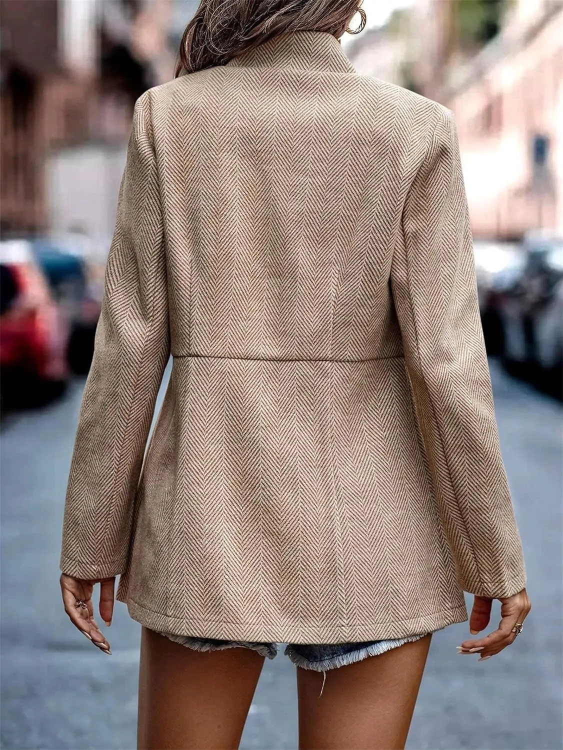 FMCHICO Women's Casual Business Open Front Long Sleeve Notch Lapel Office Blazer Jacket