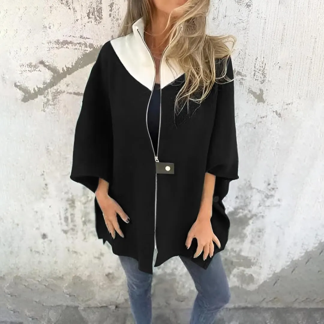 FMCHICO Womens Half Zip Sweatshirts Half Sleeve Color Block Hoodies Oversized Pullover Tops