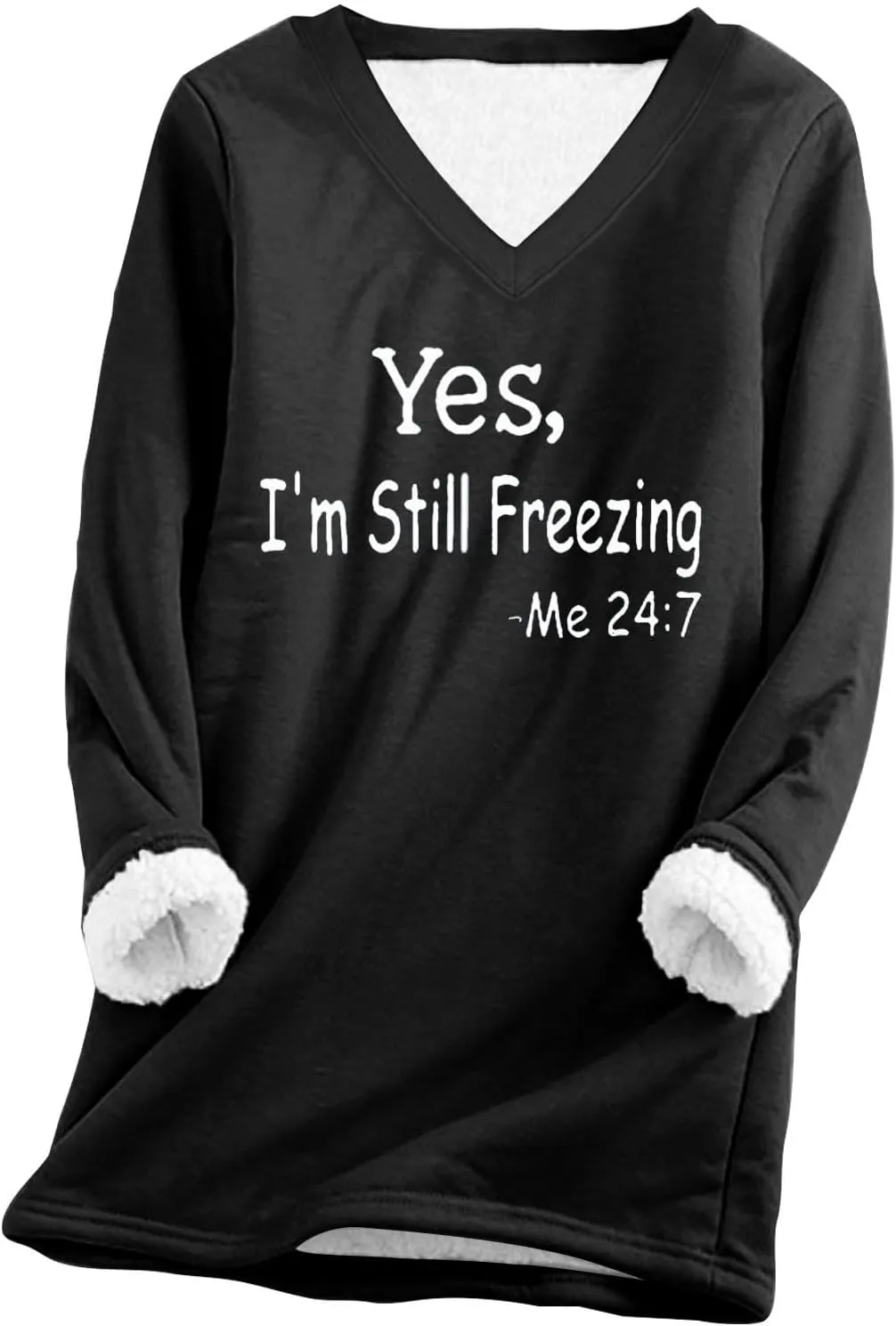 Fuzzy Fleece Lined Sweatshirts for Women 2023 Cozy Winter Pullover Sweater Tops v Neck Plus Size Loose Long Loungewear