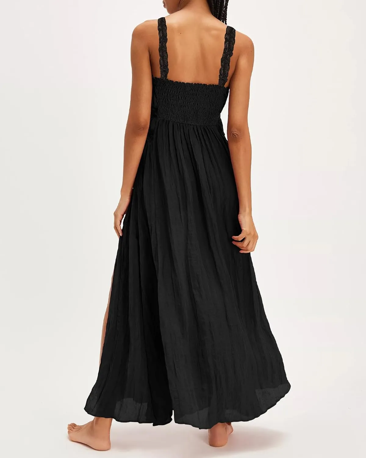 Gacaky Women's Summer Dress Boho Sexy Sleeveless High Waist Side Split A Line Beach Long Maxi Dress