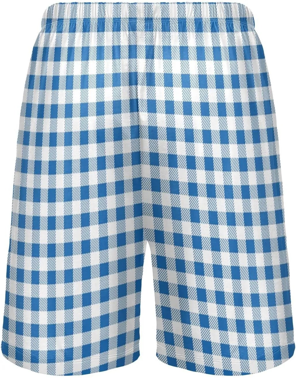 Grey Checkered Gingham Plaid Tartan Geometric Check Men's Pajama Pants Shorts Sleepwear Lounge Pajama Bottoms