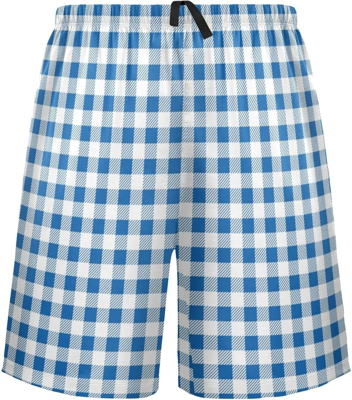 Grey Checkered Gingham Plaid Tartan Geometric Check Men's Pajama Pants Shorts Sleepwear Lounge Pajama Bottoms