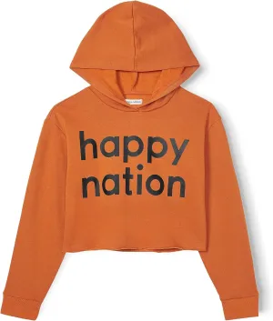 Happy Nation Girls Fleece Crop Hoodie Sweatshirt