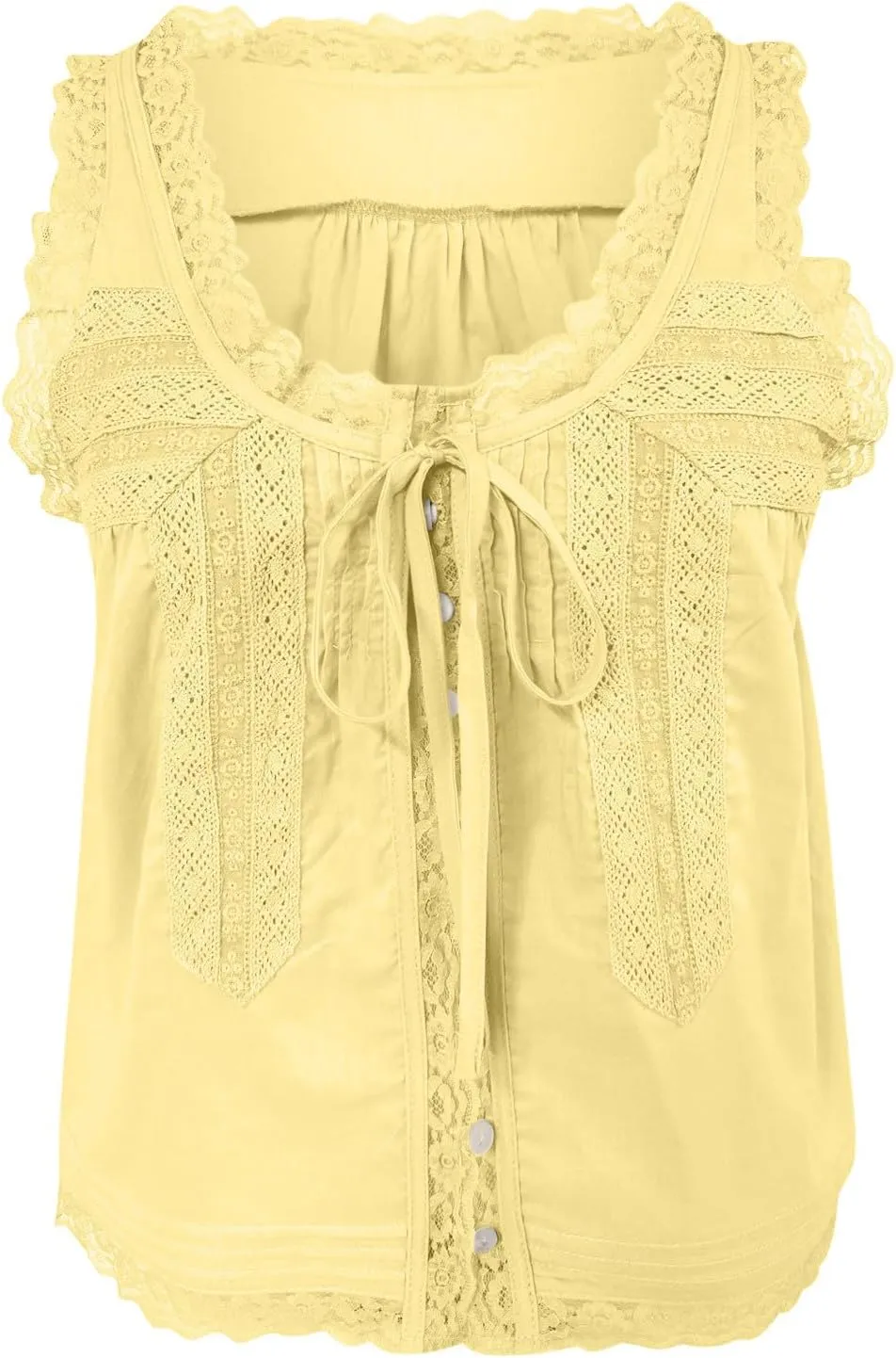 HGps8w Bow Tie Open Front Tank Top for Women Summer Embroidered Lace Trim Sleeveless V Neck Going Out Sexy Vest Crop Tops