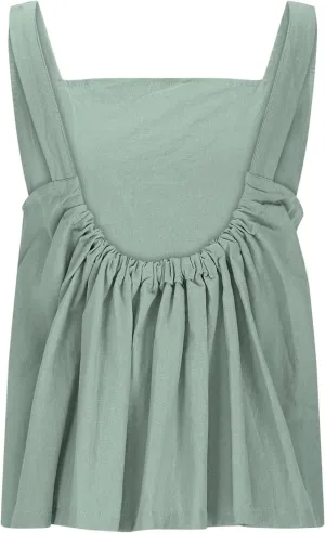 HGps8w Women's Open Back Cotton Linen Crop Tank Tops - Cute Summer Sleeveless Loose Square Neck Lightweight Casual Tee Shirts