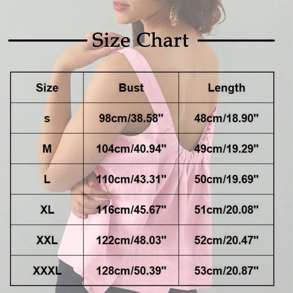 HGps8w Women's Open Back Cotton Linen Crop Tank Tops - Cute Summer Sleeveless Loose Square Neck Lightweight Casual Tee Shirts