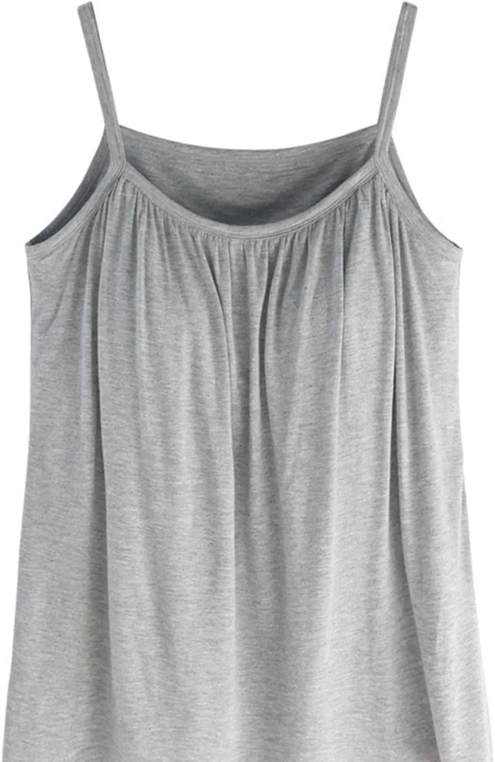 HGps8w Women's Plus Size Tank Tops with Built in Bras - Loose Pleated Summer Spaghetti Strap Padded Camisole Shirts