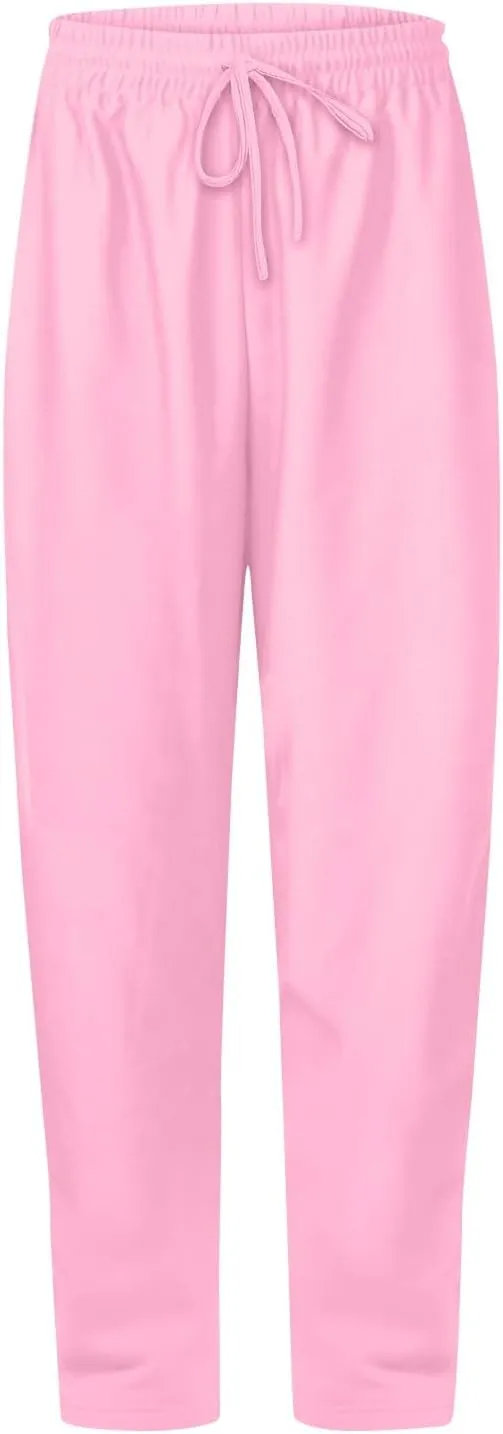 high Waisted Pants for Women Elastic Waist Straight Leg Sweatpants Pockets Solid Drawstring Comfy Loungewear Clothing
