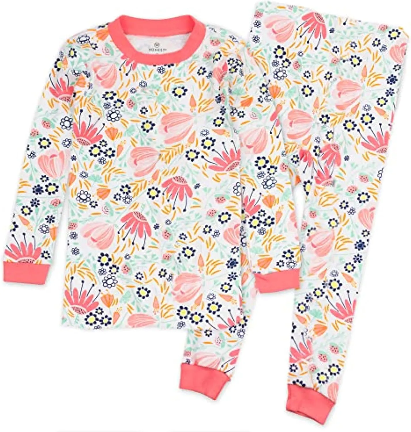 HonestBaby Multipack 2-Piece Pajamas Sleepwear Pjs 100% Organic Cotton for Infant Baby and Toddler Girls