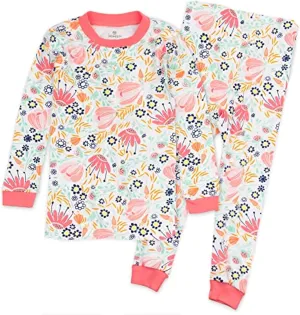 HonestBaby Multipack 2-Piece Pajamas Sleepwear Pjs 100% Organic Cotton for Infant Baby and Toddler Girls