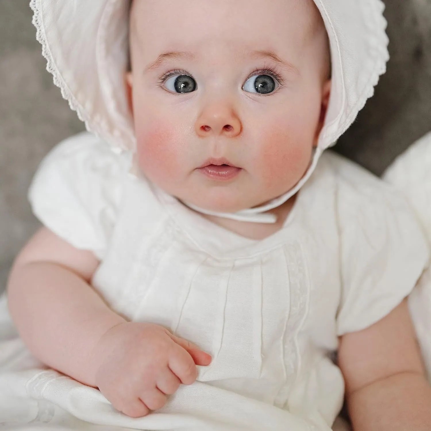 Hope & Henry Layette Baby Girl Woven Short Sleeve Dress with Peter Pan Collar