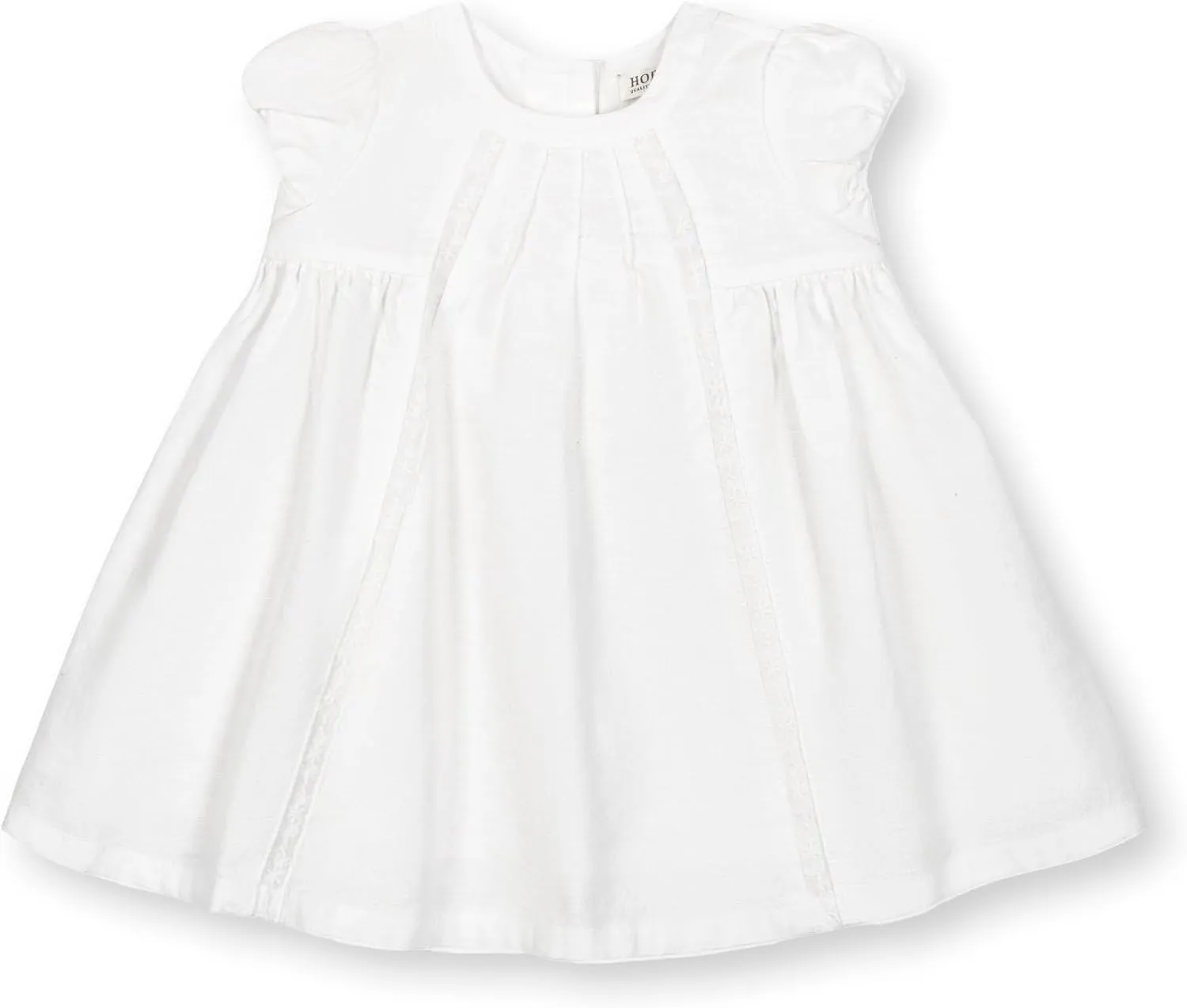 Hope & Henry Layette Baby Girl Woven Short Sleeve Dress with Peter Pan Collar