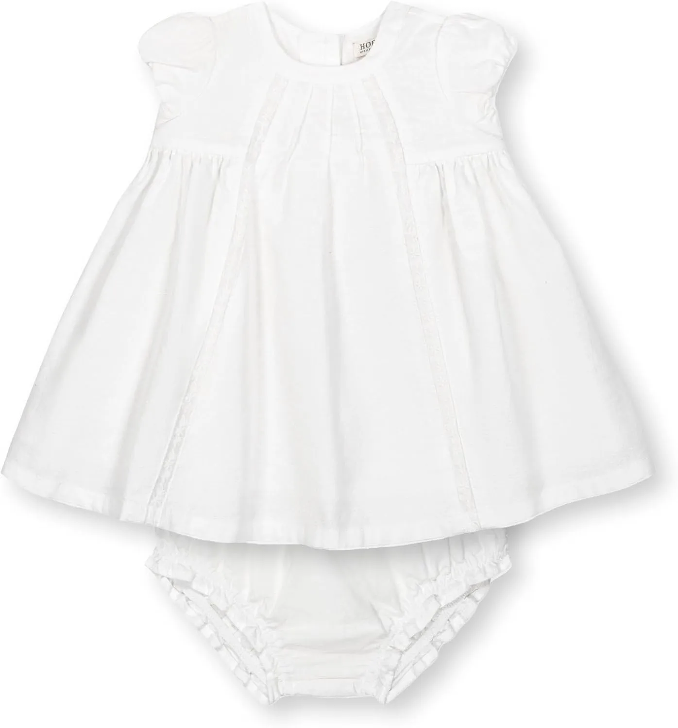 Hope & Henry Layette Baby Girl Woven Short Sleeve Dress with Peter Pan Collar