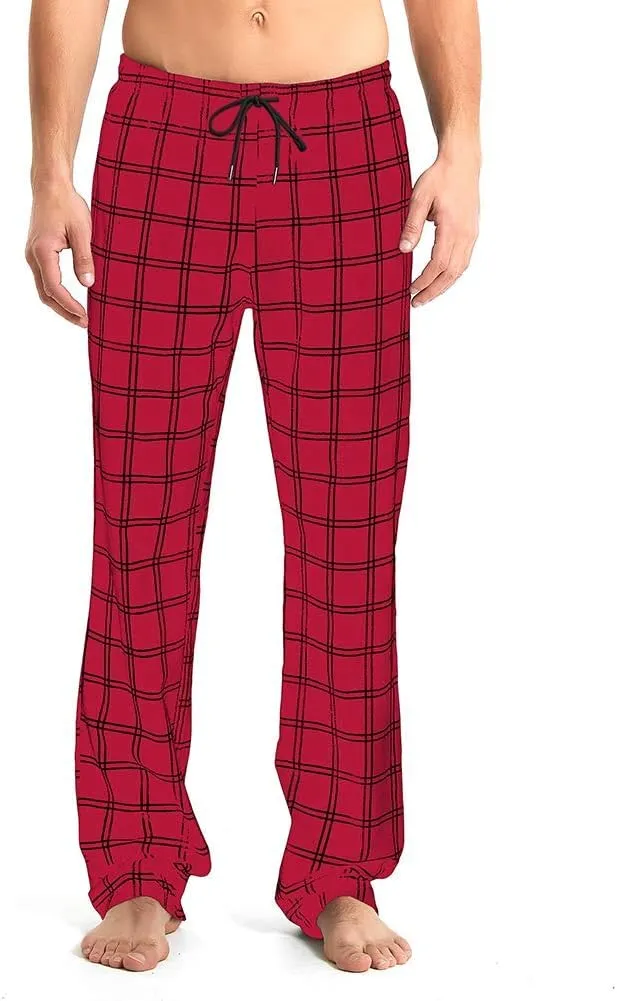 Idtswch Mens Tall Pajama Pants 30/32/34/36/38 Long Inseam Plaid Lounge Pants Sleepwear Pajama Bottoms 100% Cotton