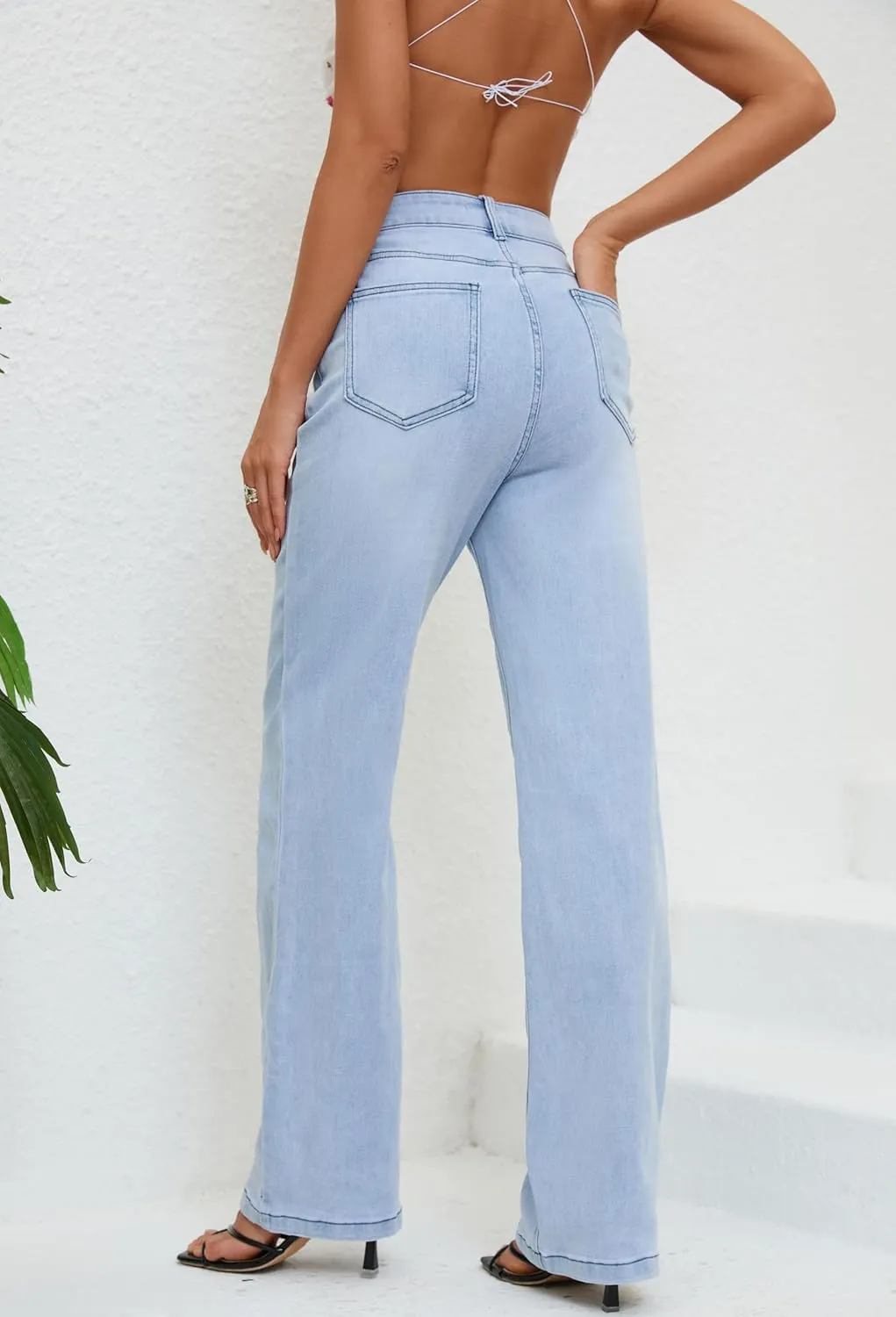 Jeans for Women High Waist Straight Stretch Casual Light Blue Womens Jeans Fashion 2025