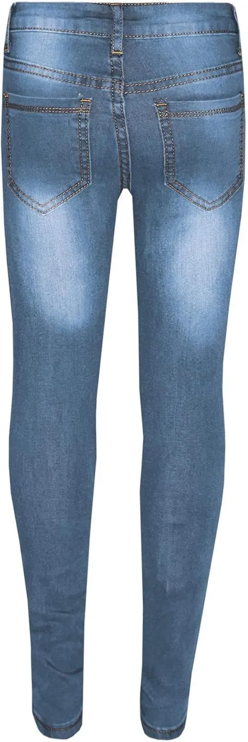 Jeans Lightweight Denim Ripped Pants Comfort Skinny Stretch Jeans Trendy Stretchable Pants for Girls Age 3-14