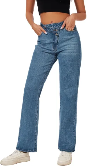 Jeans Women High Waist Wide Leg Baggy Jeans Boyfriends Stretch Denim Pants
