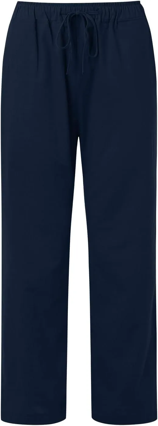 JiXiang Trousers for Women Trendy High Waisted Wide Leg Loose Drawstring Elastic Comfort Straight Long Pants with Pockets