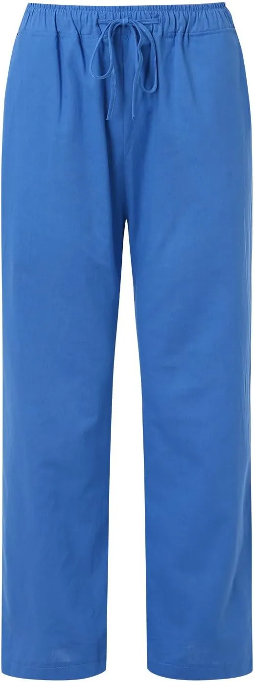 JiXiang Trousers for Women Trendy High Waisted Wide Leg Loose Drawstring Elastic Comfort Straight Long Pants with Pockets