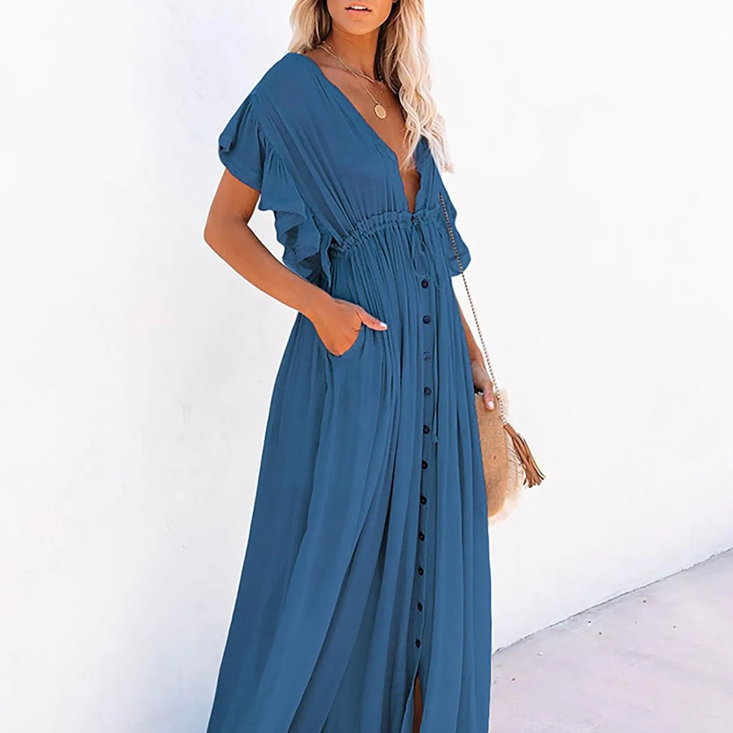 Kaftan Dresses for Women Plus Size Swimsuit Cover Up V Neck Caftan Beach Dress Loungewear