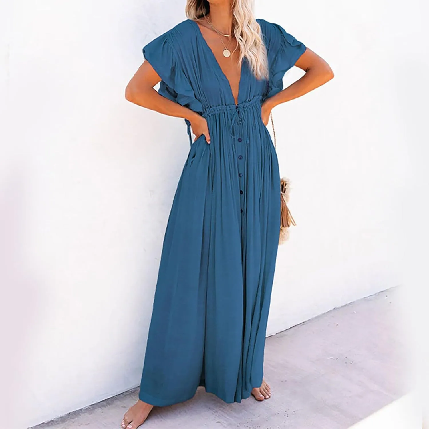 Kaftan Dresses for Women Plus Size Swimsuit Cover Up V Neck Caftan Beach Dress Loungewear
